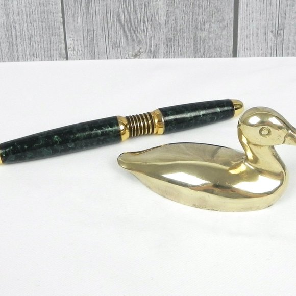 Solid Brass Duck Figure | Small Mallard Figurine | Vintage Brass Decor - Picture 6 of 7